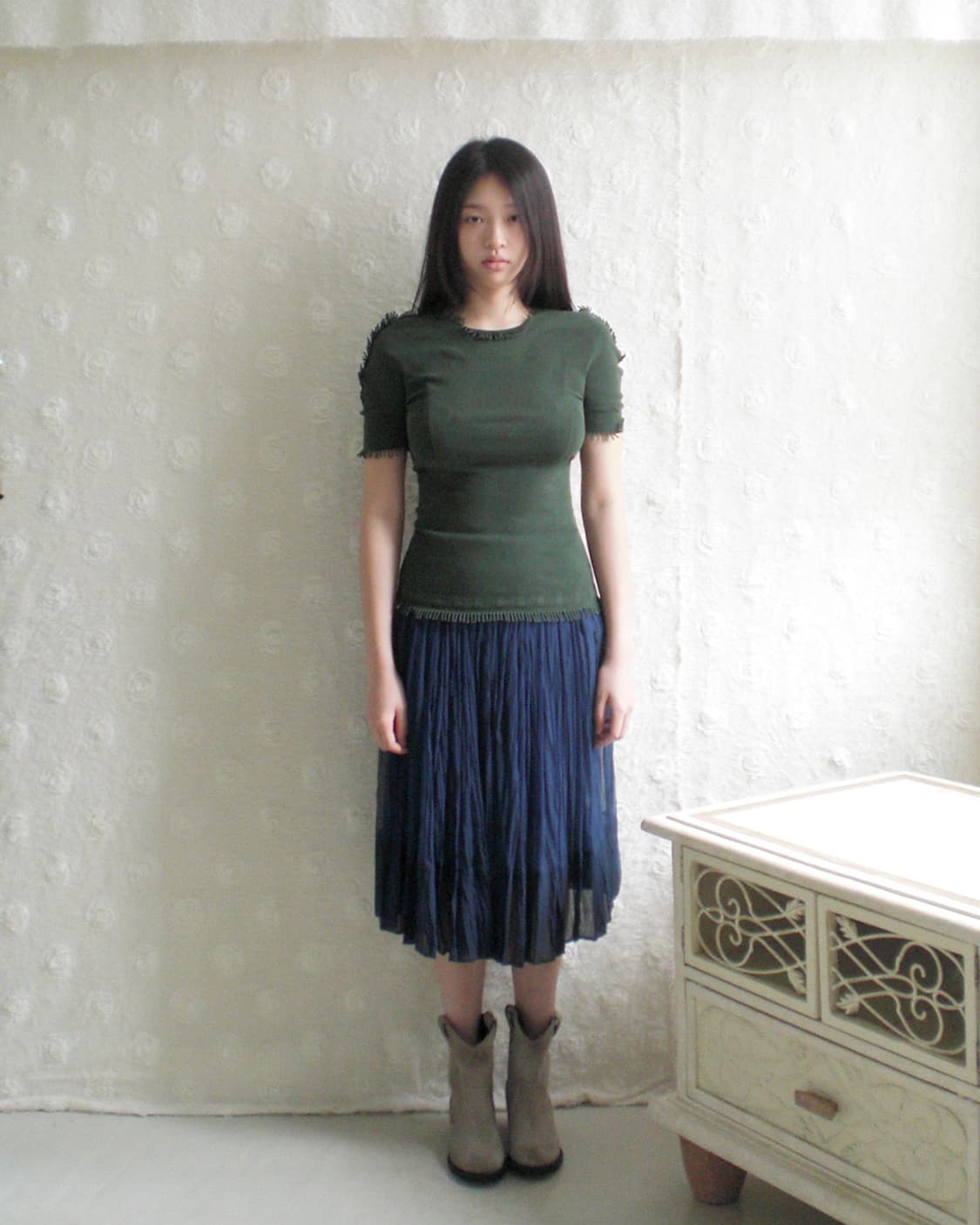 JIL SANDER pleated sheer silk skirt 상품이미지2