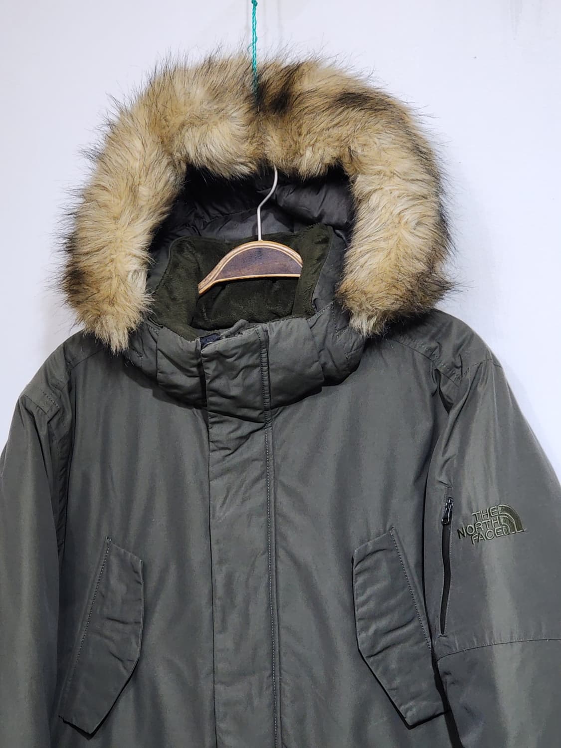 (95) 노스페이스 거위털 패딩점퍼 카키 구스다운 후드자켓  상품이미지2