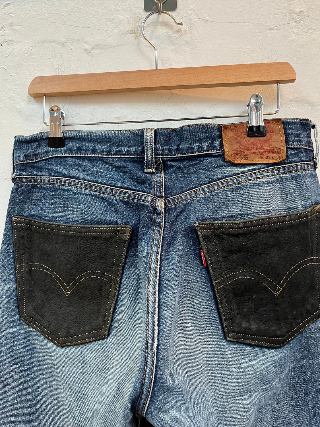 Levis 503 워싱 데미지 데님 팬츠 32/36 상품이미지5