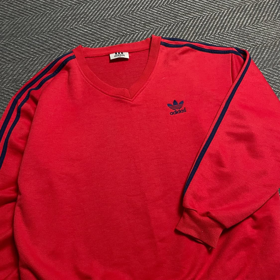 90s 아디다스 올드스쿨 스트라이프 브이넥 스웻 긴팔 티셔츠y 5365 상품이미지4