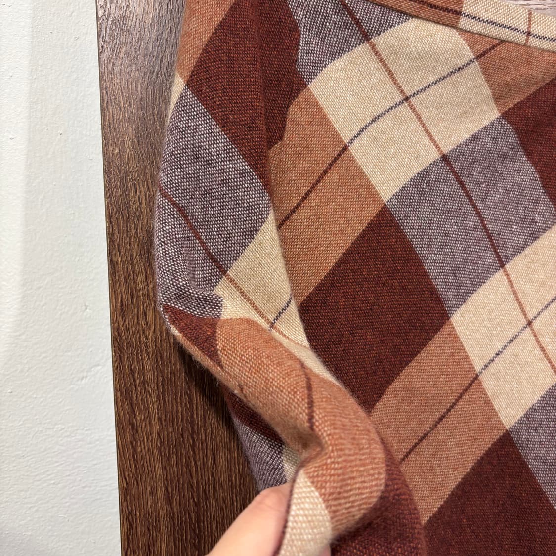 일본 빈티지 폭닥 울 체크 롱 스커트 겨울 상품이미지4