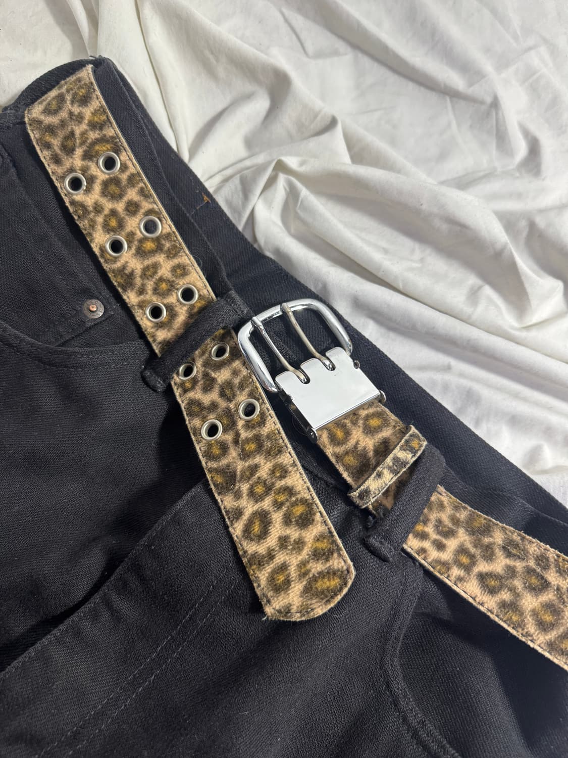 빈티지 레오파드 아일렛 레더 벨트 y2k 펑크 상품이미지3