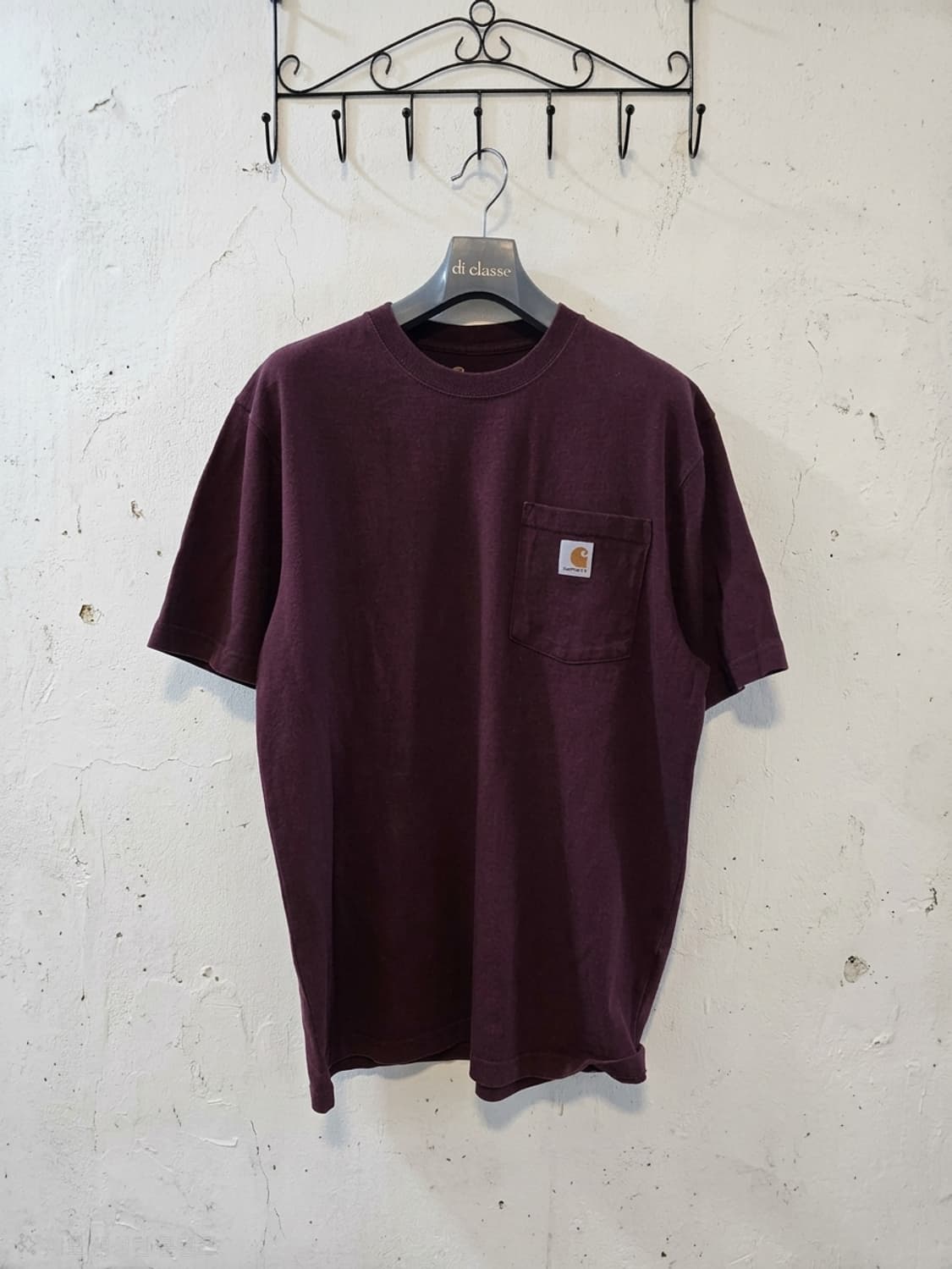 (무배)칼하트 포켓 오리지날핏 반팔 티셔츠 버건디 M 상품이미지1