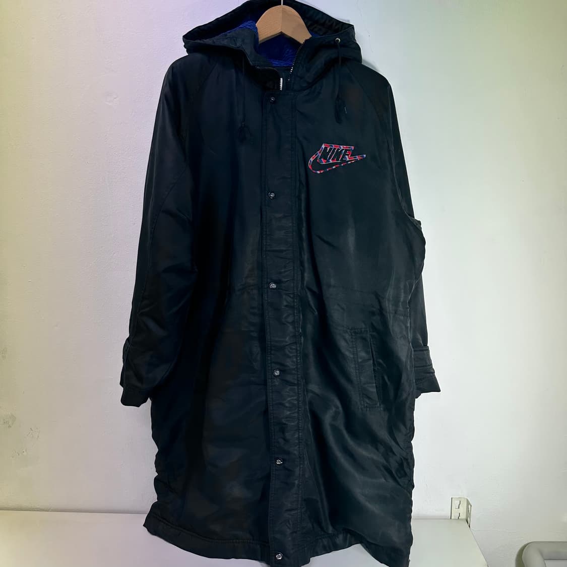 L-XL 나이키 블랙 오버핏 레인보우로고 롱 후드돕바 상품이미지4