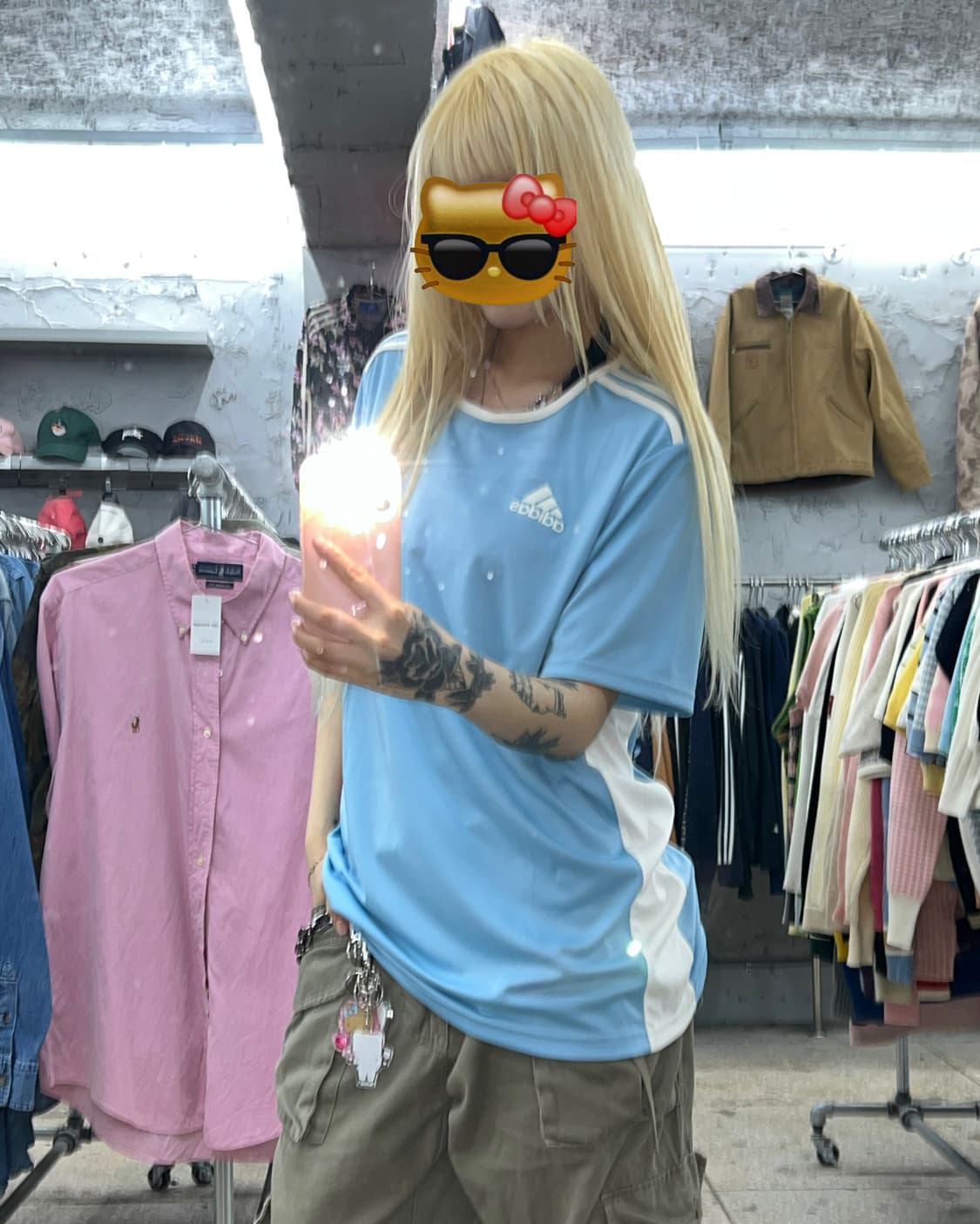 착샷O 아디다스 스카이블루 기능성 반팔 상품이미지5