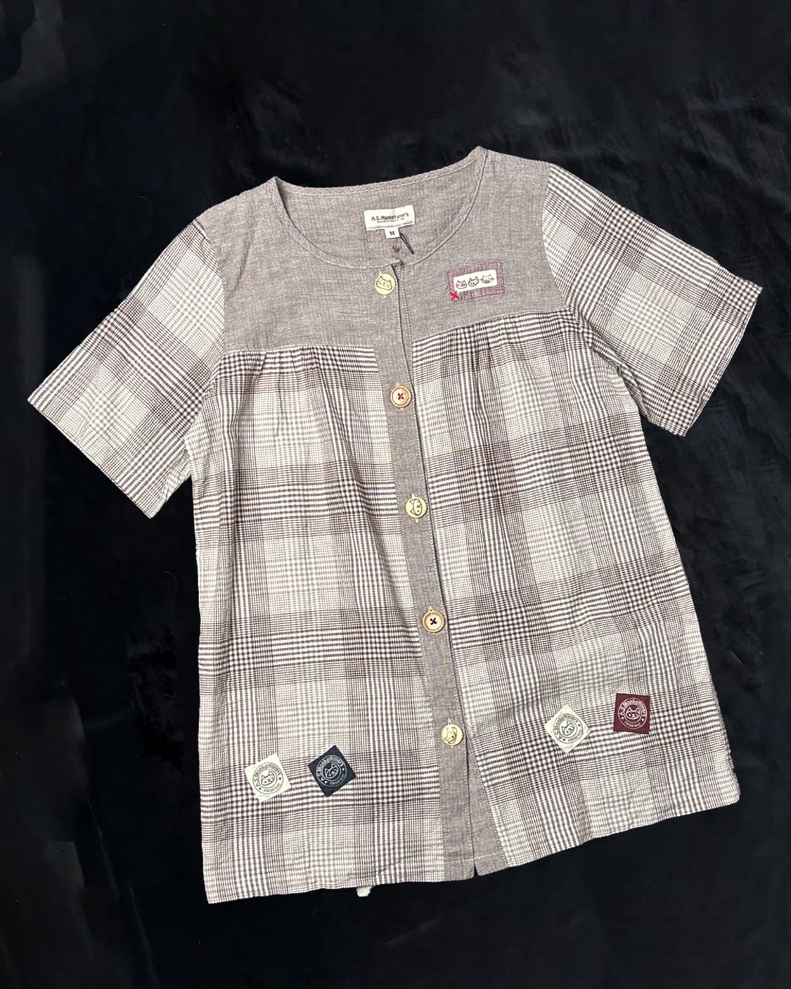 일본빈티지 고양이 노카라 셔츠 상품이미지1