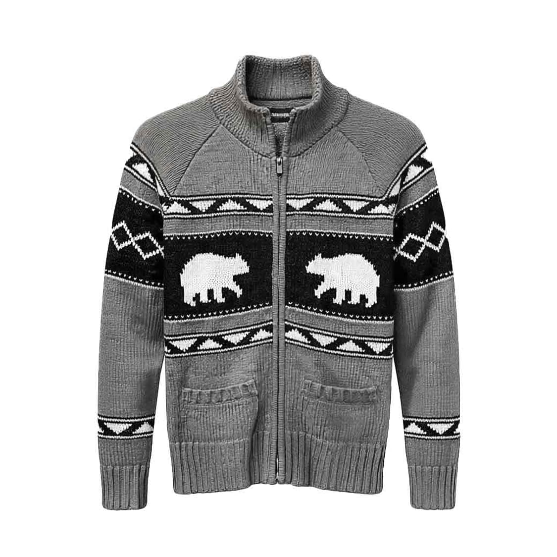 CANADA VINTAGE 코위찬 니트 가디건 베어 패턴 디테일 그레이 상품이미지1
