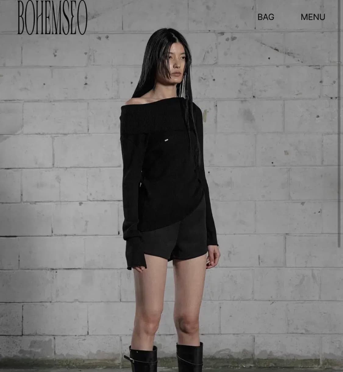 (새제품) 보헤미안서울 OPEN COLLAR UNBALANCED KNIT 상품이미지1