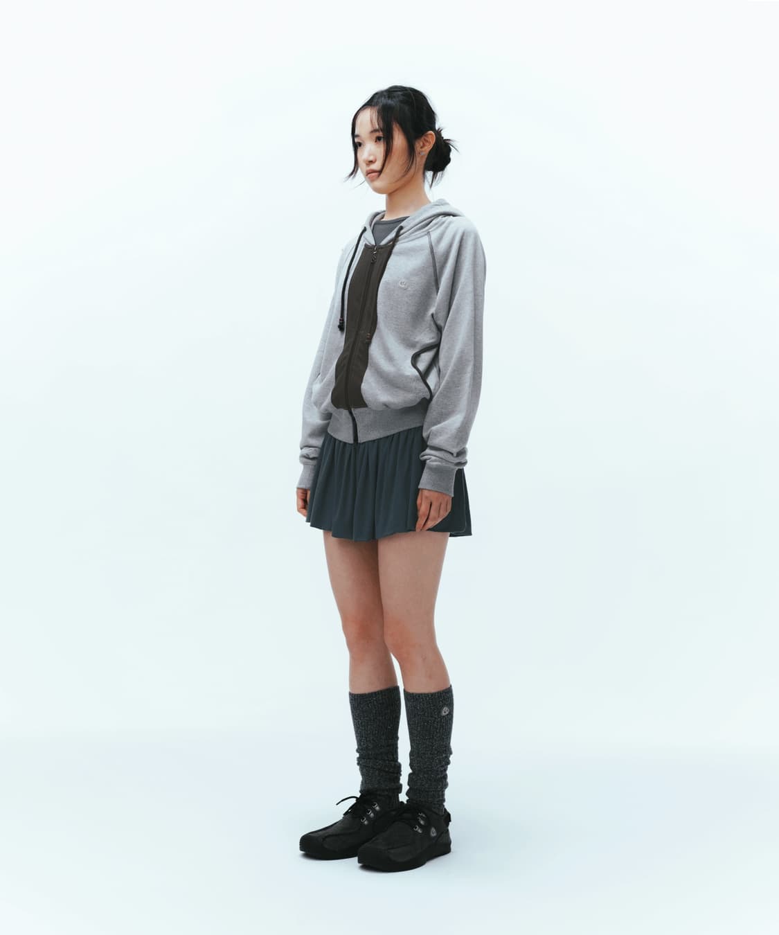 PUCKERING HOOD ZIP-UP GREY 상품이미지4