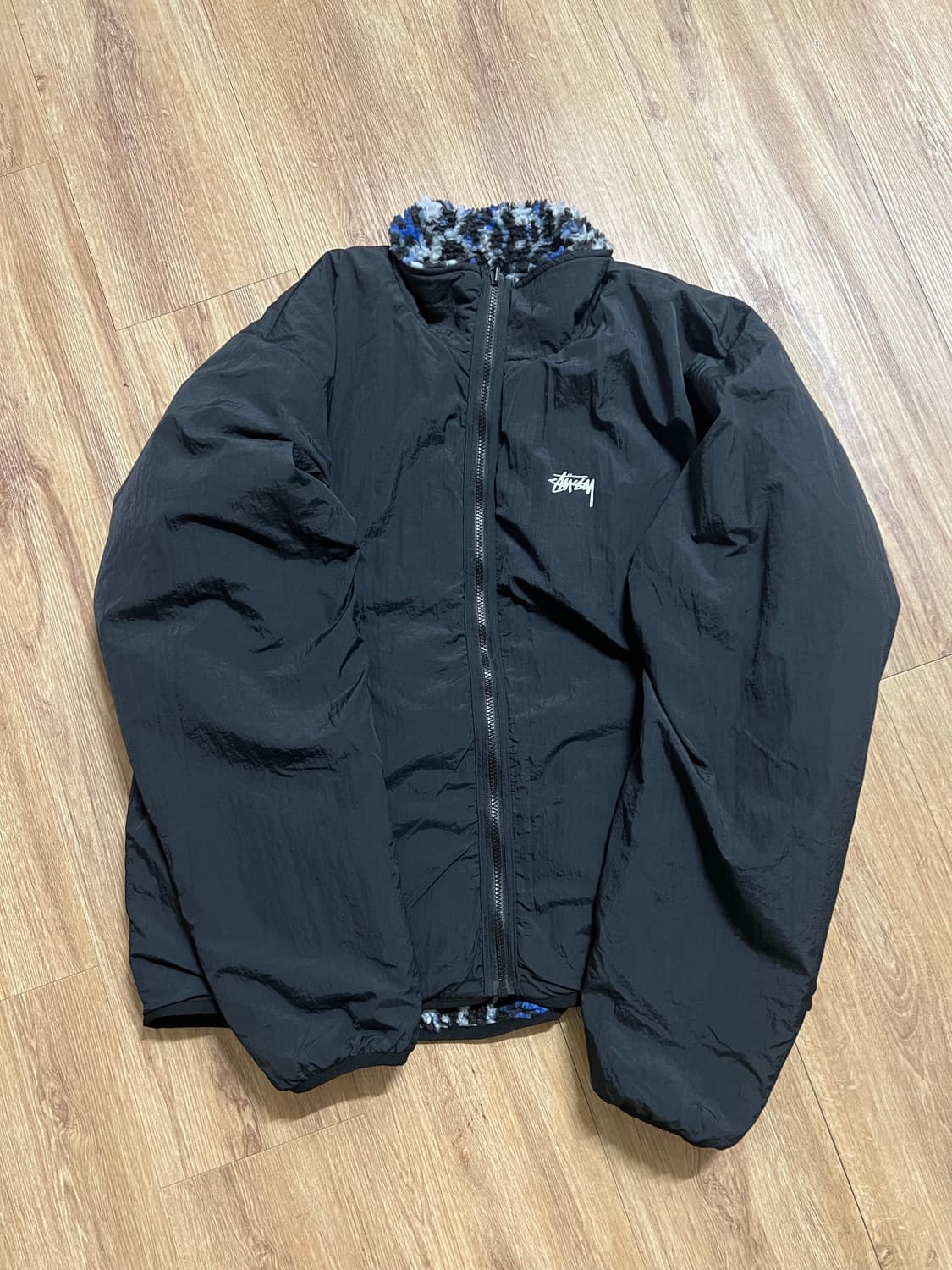 스투시 쉐르파 리버시블 자켓 블루 레오파드 상품이미지1