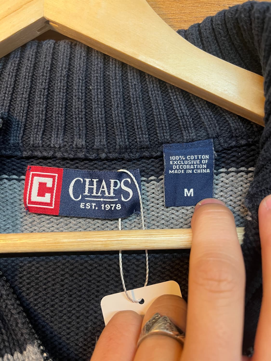 Chaps Striped Half-Zip Sweater M 상품이미지3