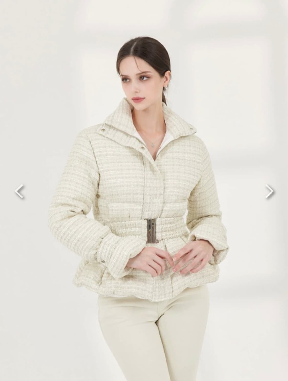 그레이스유 카라 트위드 패딩 아이보리 55~66 상품이미지3