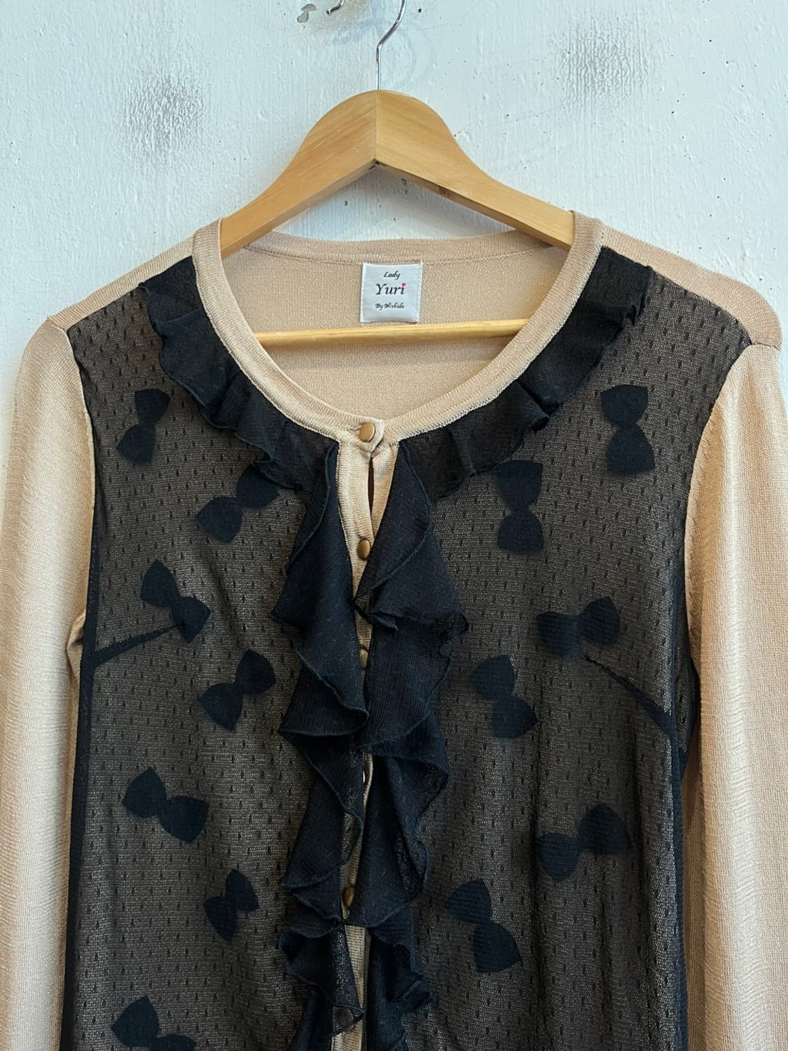 YURI JPN 모리 프릴 리본 가디건 상품이미지2