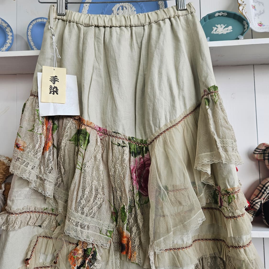 일본핸드다잉 레이스 패치워크 스커트 상품이미지7