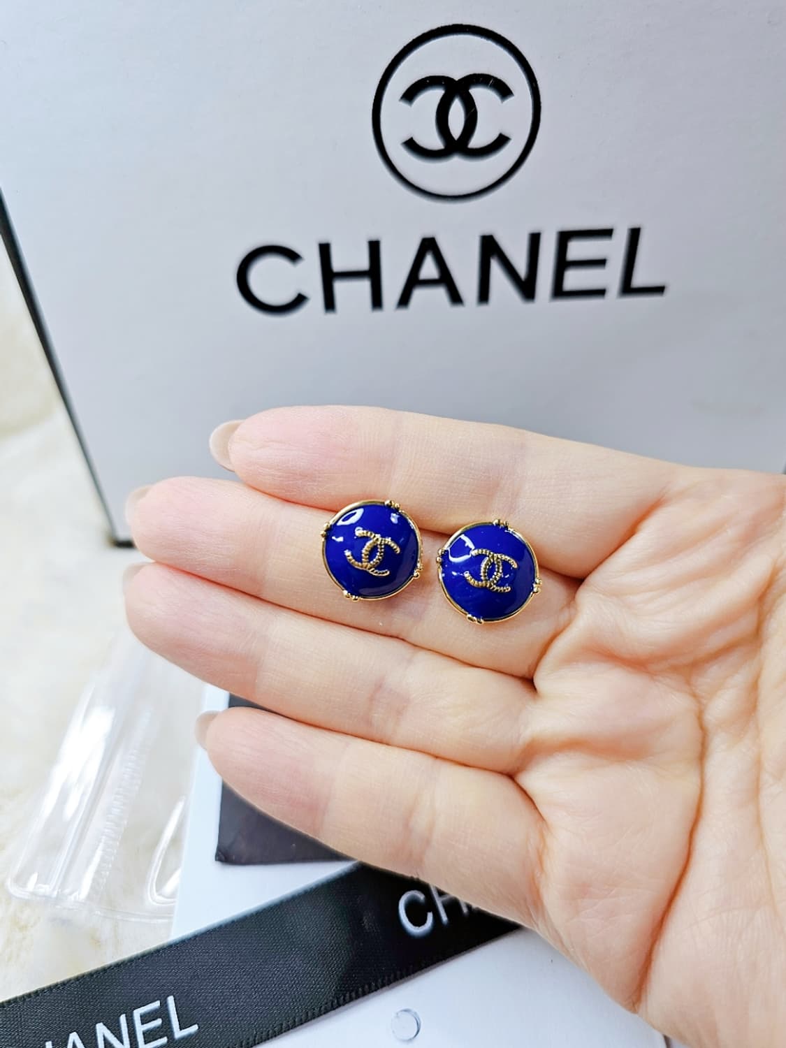 빈티지 샤넬 블루 업사이클링 이어링 상품이미지5