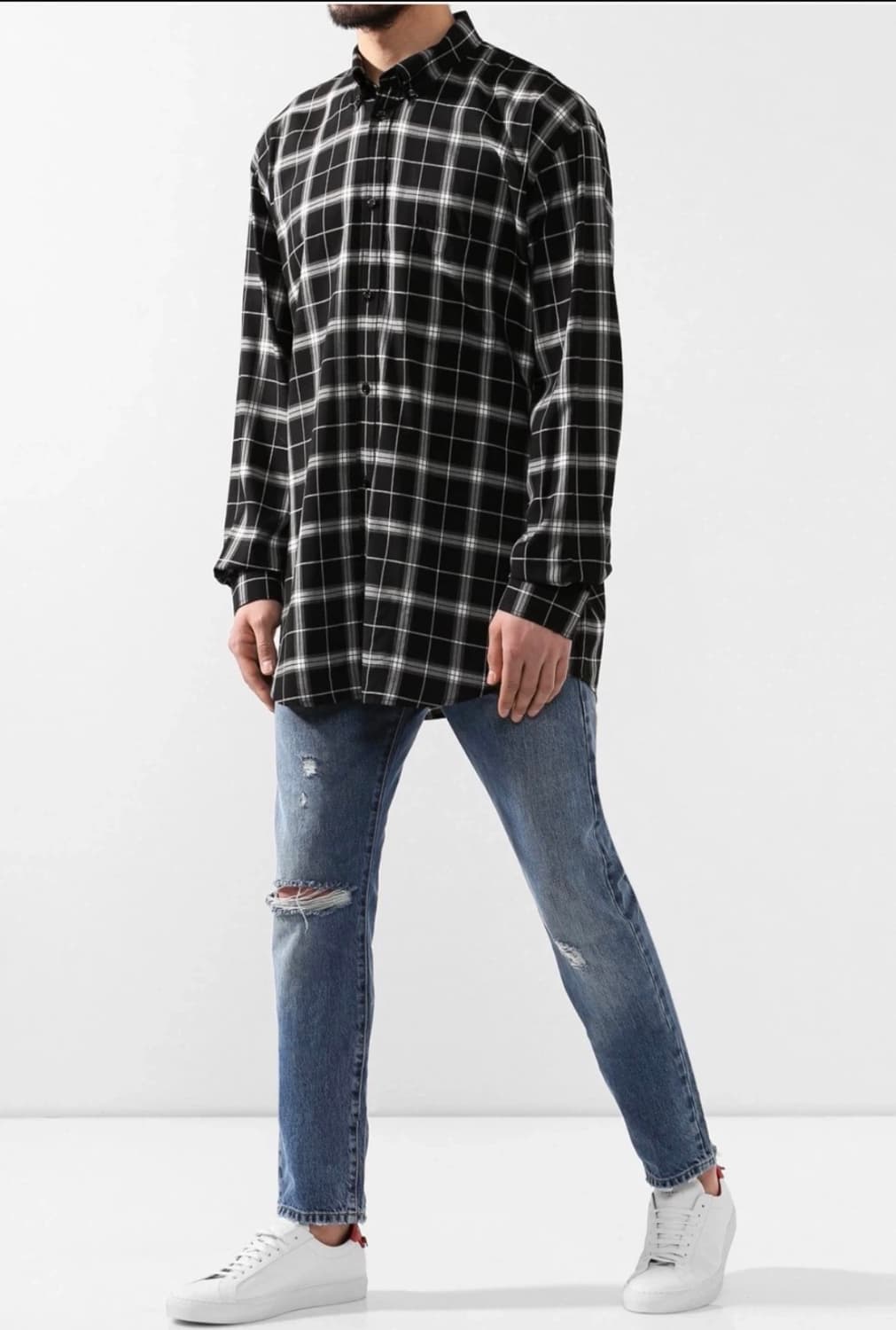 발렌시아가 백로고 체크 셔츠 37 상품이미지6