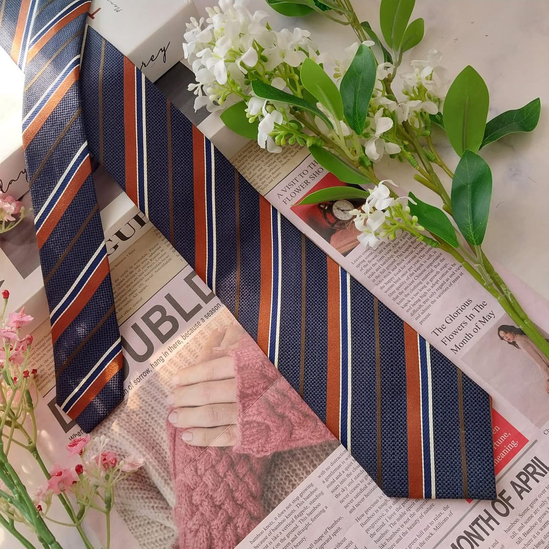 지오송지오 실크 레지멘탈 스트라이프 넥타이 7.4cm A+등급 K2082 상품이미지2