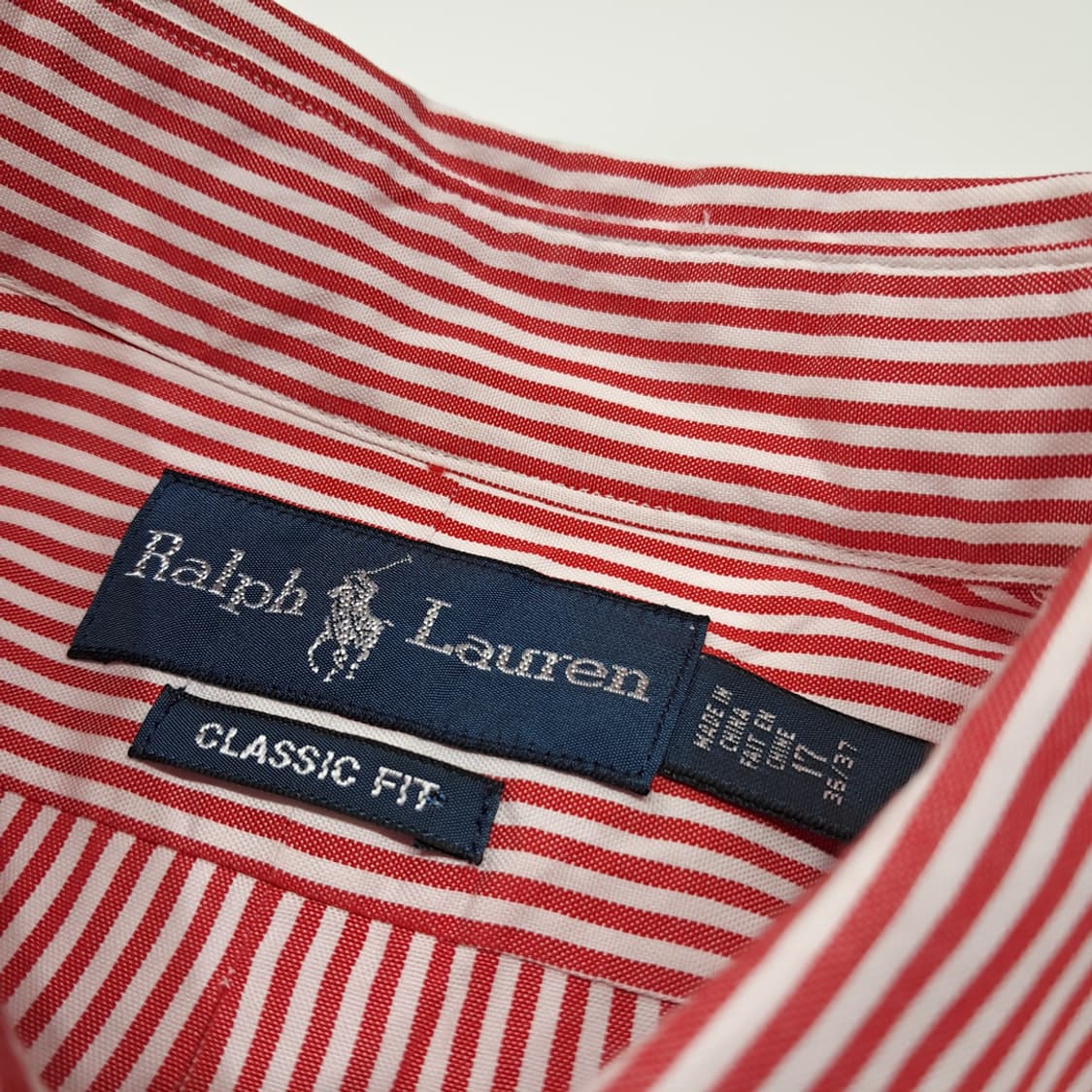 CL576 3XL 폴로 코튼 스트라이프 멀티포니 레드 셔츠 남방 상품이미지3