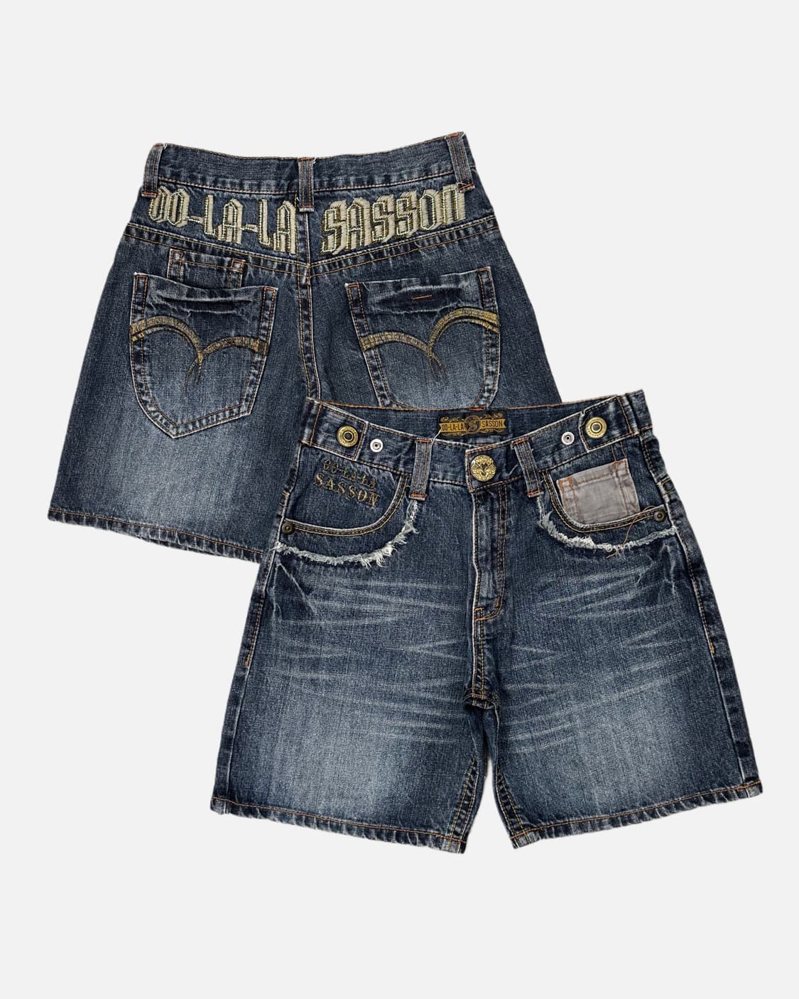 embroidery logo denim shorts 상품이미지1
