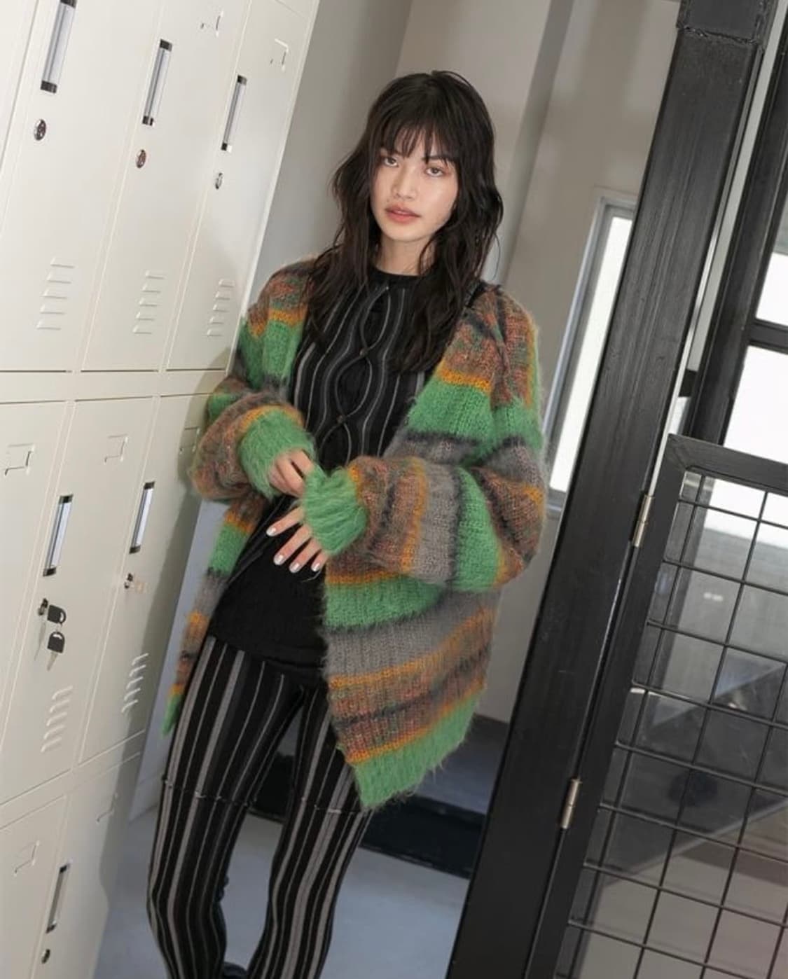 퍼버즈 스트라이프 모헤어 가디건 상품이미지1