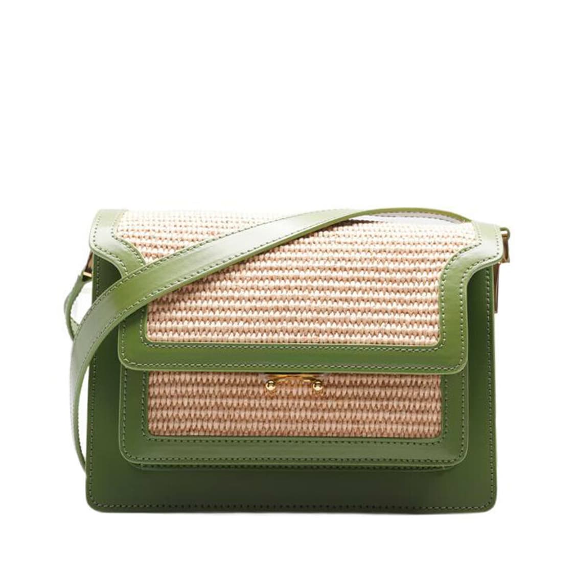 (새상품) 마르니 그린 & 베이지 라피아 트렁크 미듐 여성 크로스백 상품이미지1