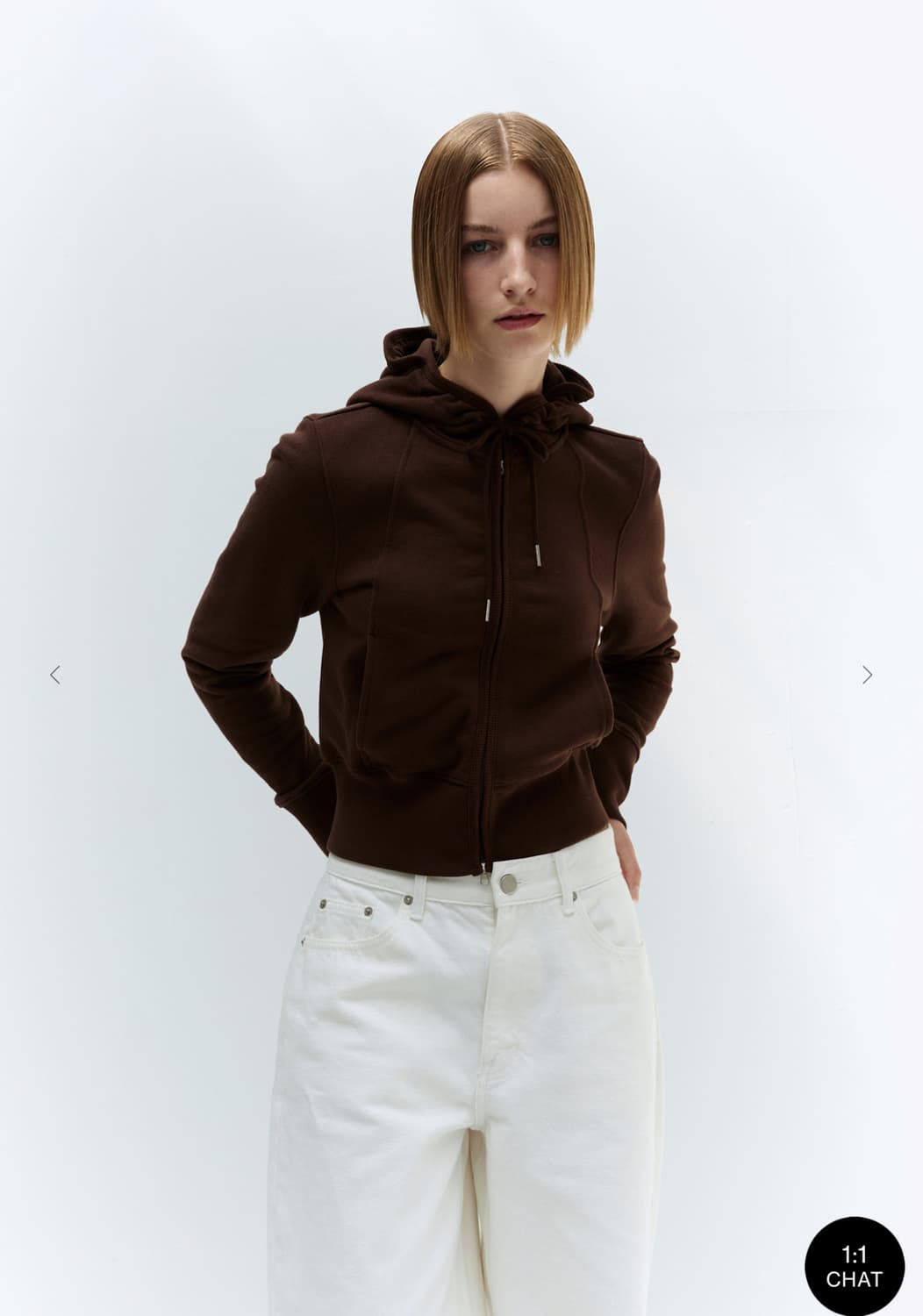버뮬라 burmula crop hoodie zip up (brown) 상품이미지1