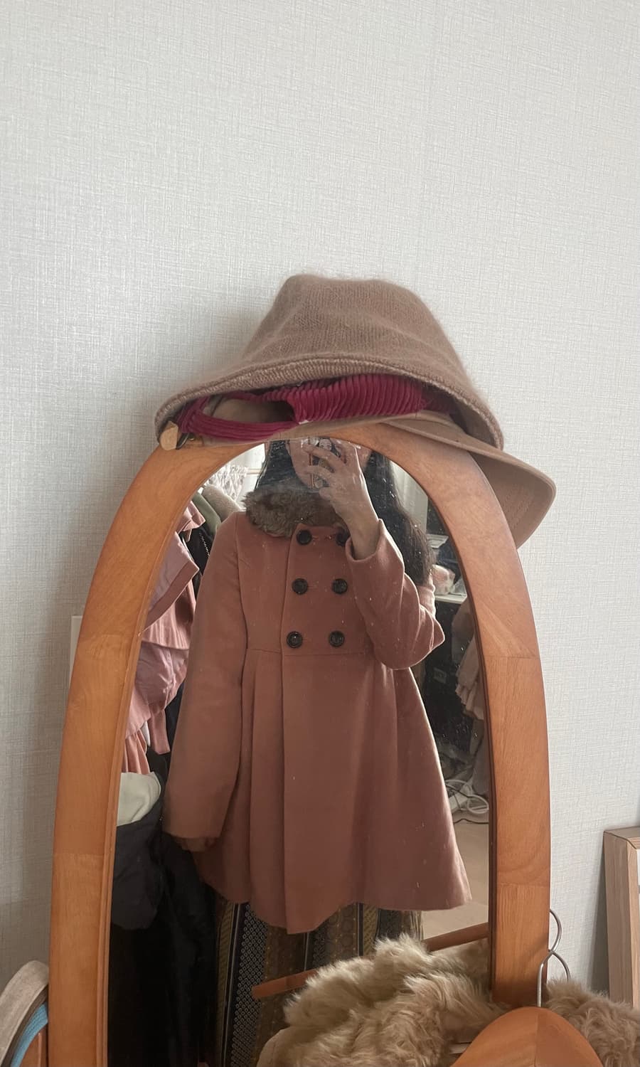 모리걸 빈티지 히메갸루 핑크 퍼 카라 코트 💗🤎 상품이미지5