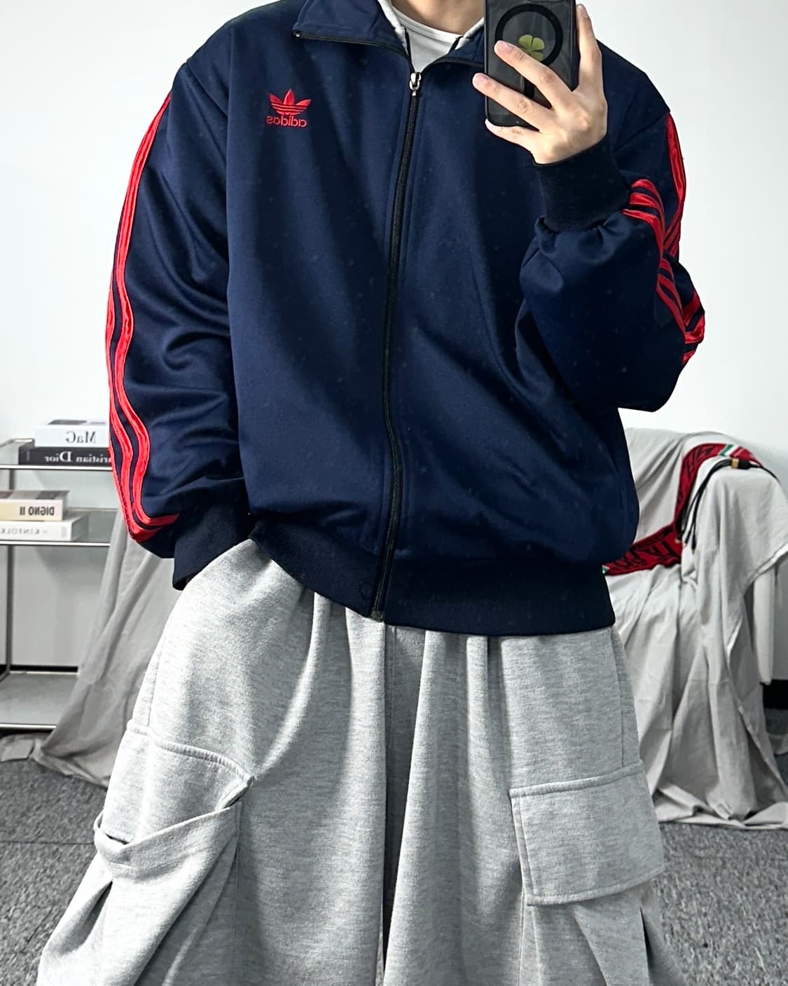 아디다스 빅로고 네이비 레드 트랙탑 져지 상품이미지3