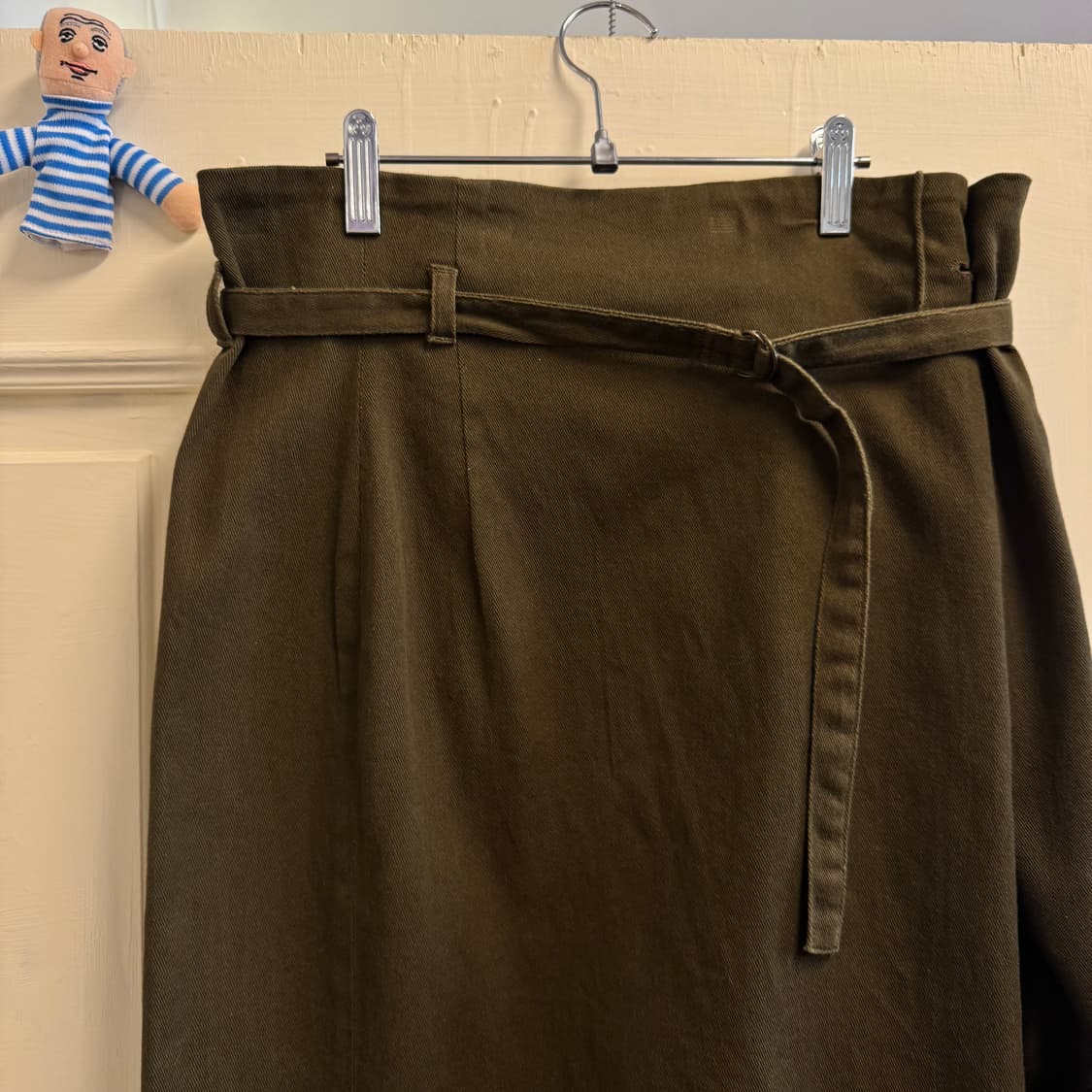 카키 하이웨스트 투웨이 스커트 상품이미지3
