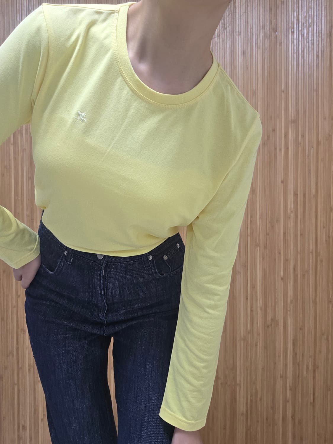 Courrèges/옐로우 라운드 긴팔티 상품이미지3