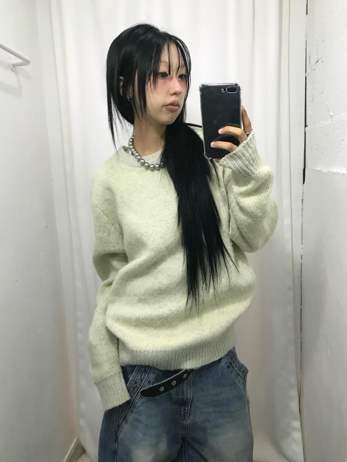 스투시 8볼 헤비 브러쉬드 모헤어 스웨터 - 크림 ( 레어 )  상품이미지6