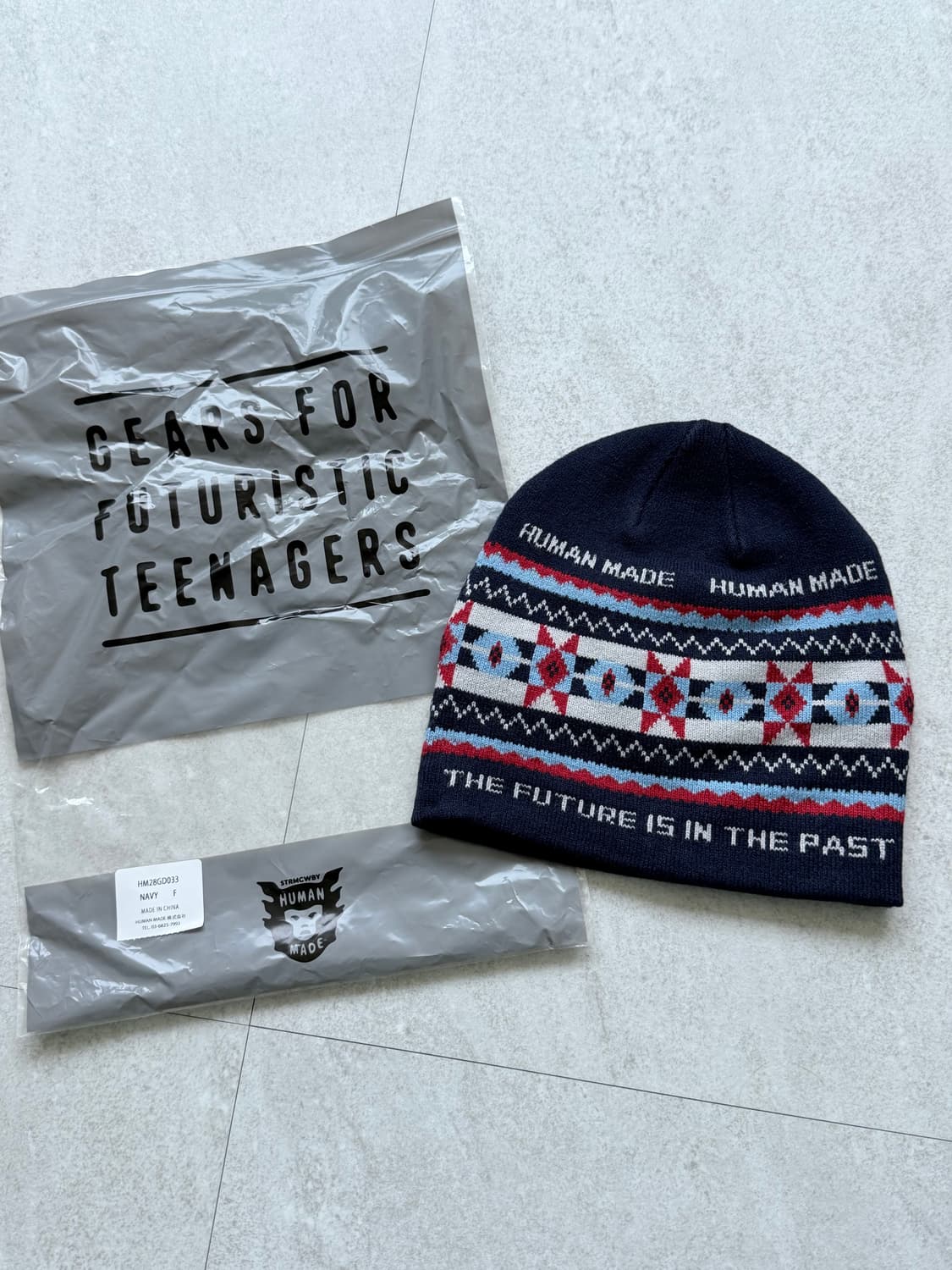 휴먼메이드 Human Made 자카드 비니 (네이비) – 새상품 상품이미지1