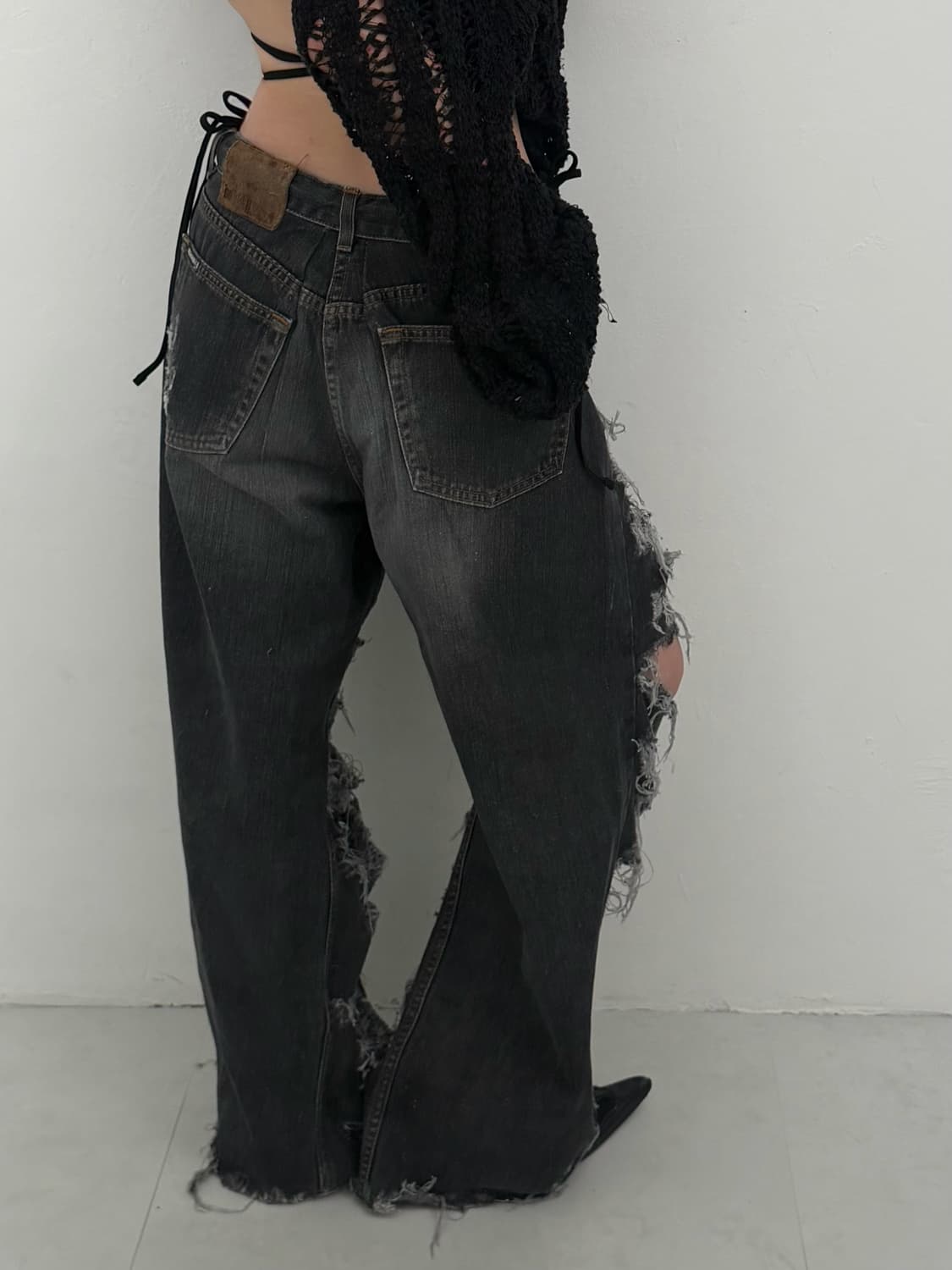 흑청 디스트레스 와이드진 상품이미지2