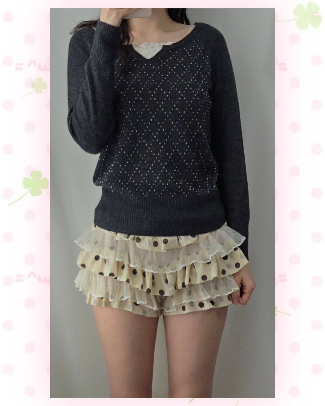 차콜 비즈 아가일 니트 상품이미지3