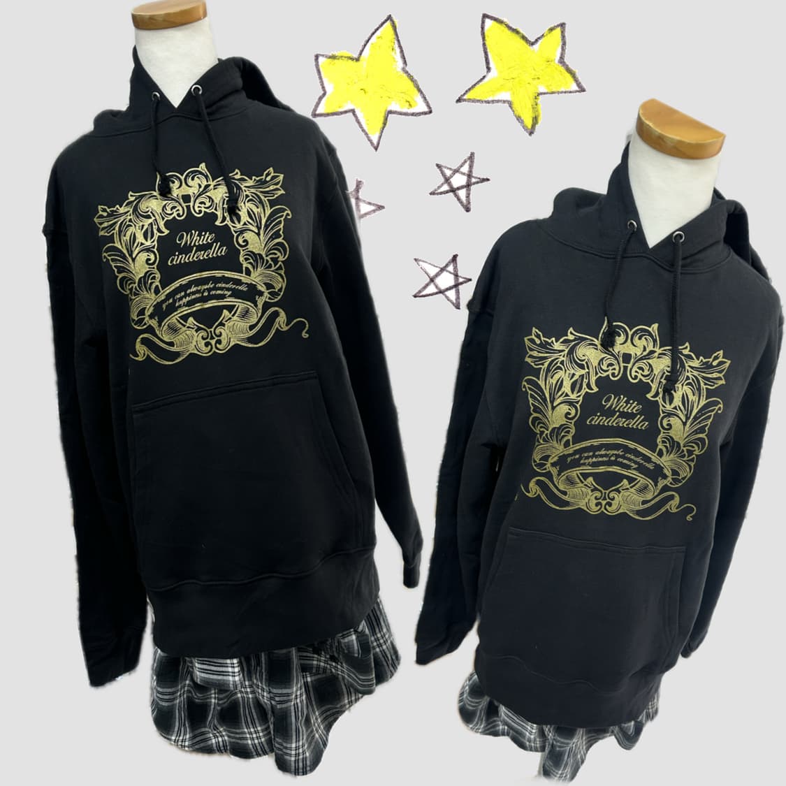 JPN 일본빈티지 Y2K 프린팅 후드티 깅엄 체크셔츠 코디세트  상품이미지3