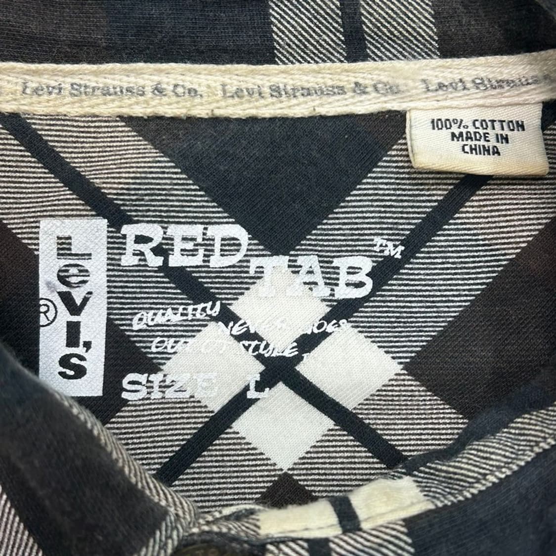 리바이스 브라운 투톤 체크 플란넬 투포켓 셔츠 L 상품이미지4