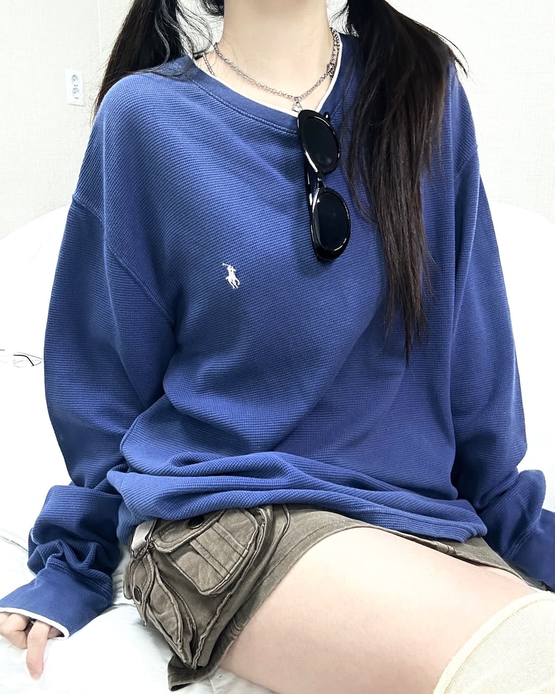 폴로 화이트포니 딥그린 와플 롱슬리브 상품이미지2