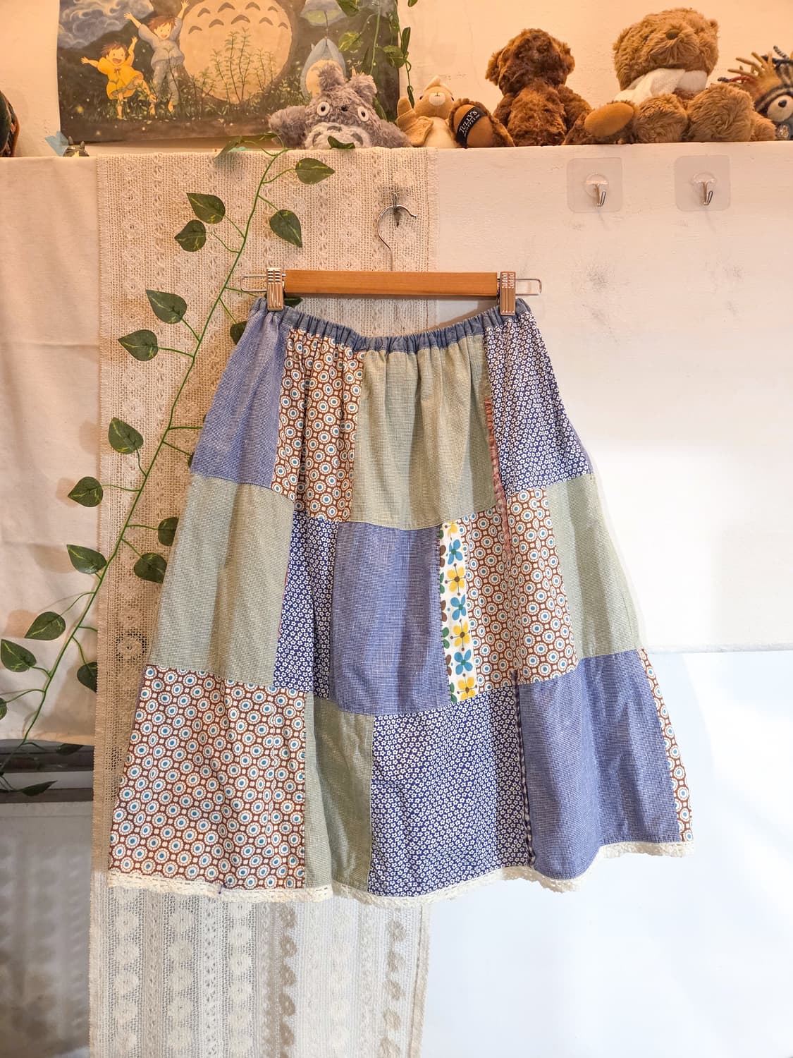 조각 패치워크 미디 스커트 상품이미지5