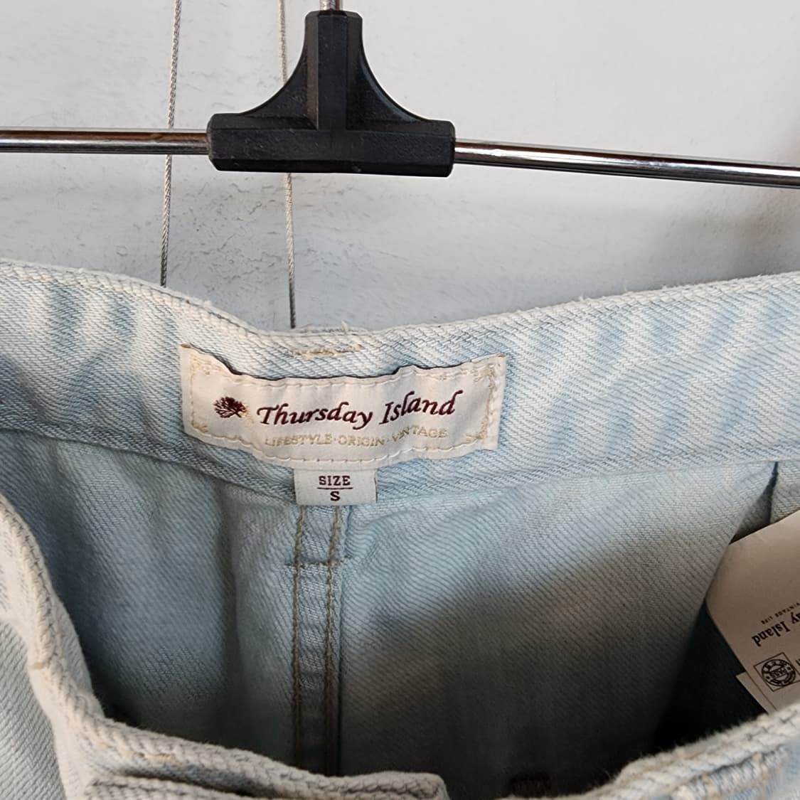 써스데이 아일랜드 연청 데님 와이드 팬츠 상품이미지5