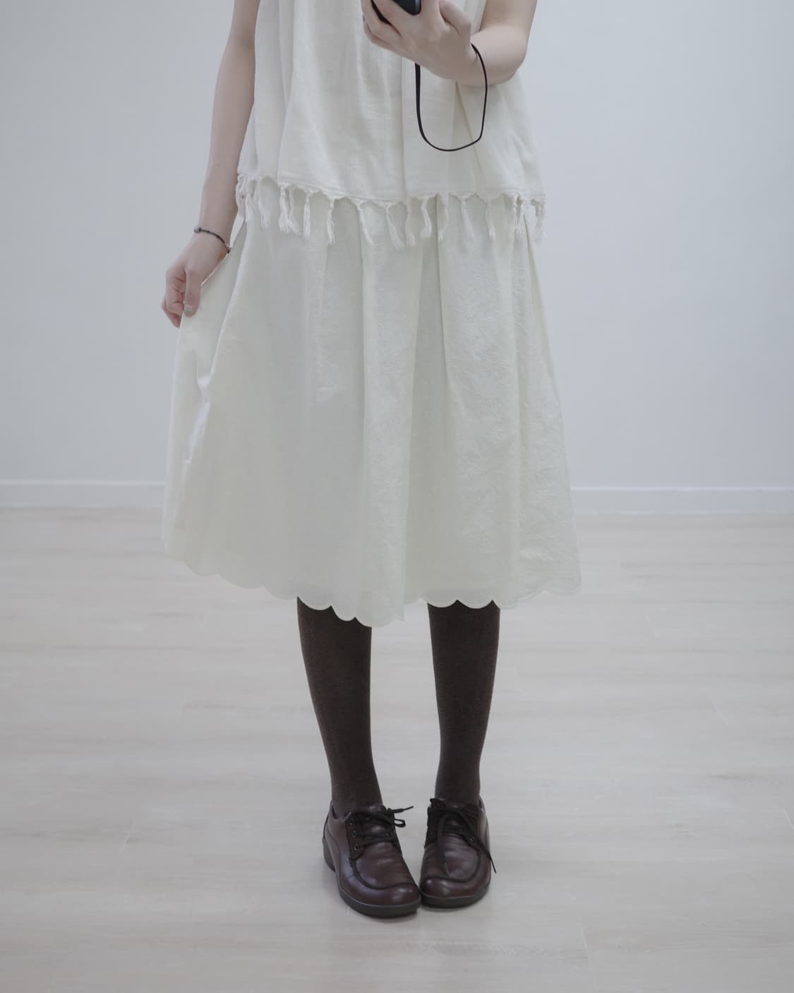 Light beige cotton skirt 상품이미지3