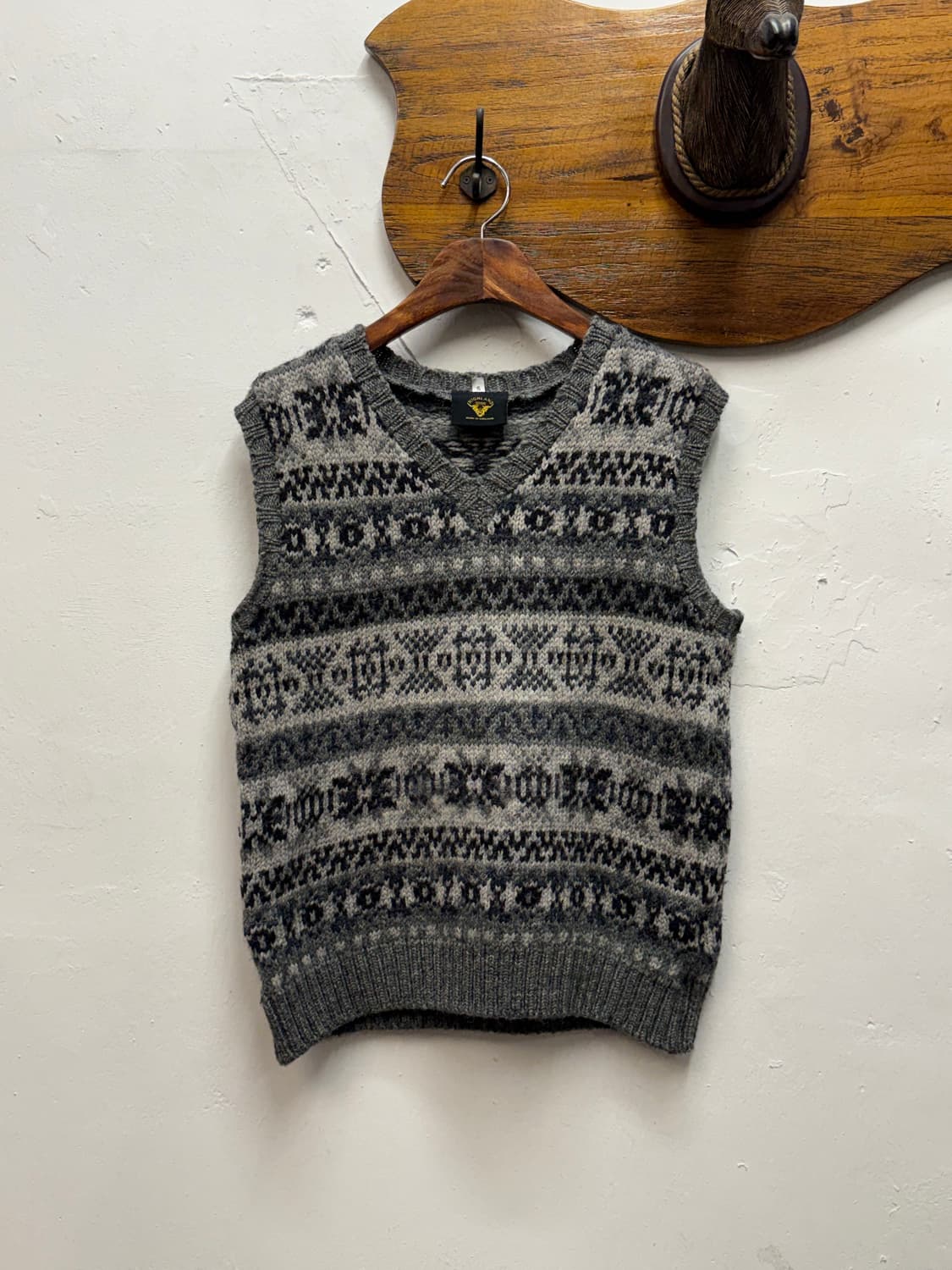 HIGHLAND British Wool Fair Isle Knit Ves 상품이미지1