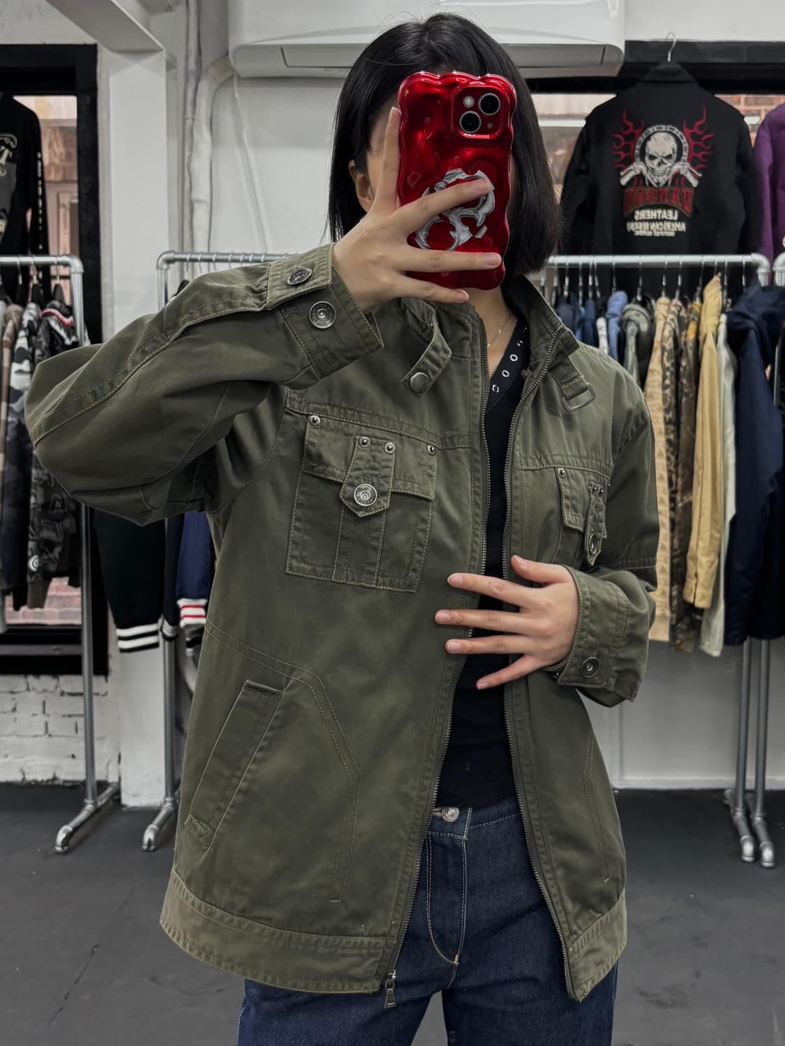 VTG 넥버클 그런지 카키 자켓 상품이미지2