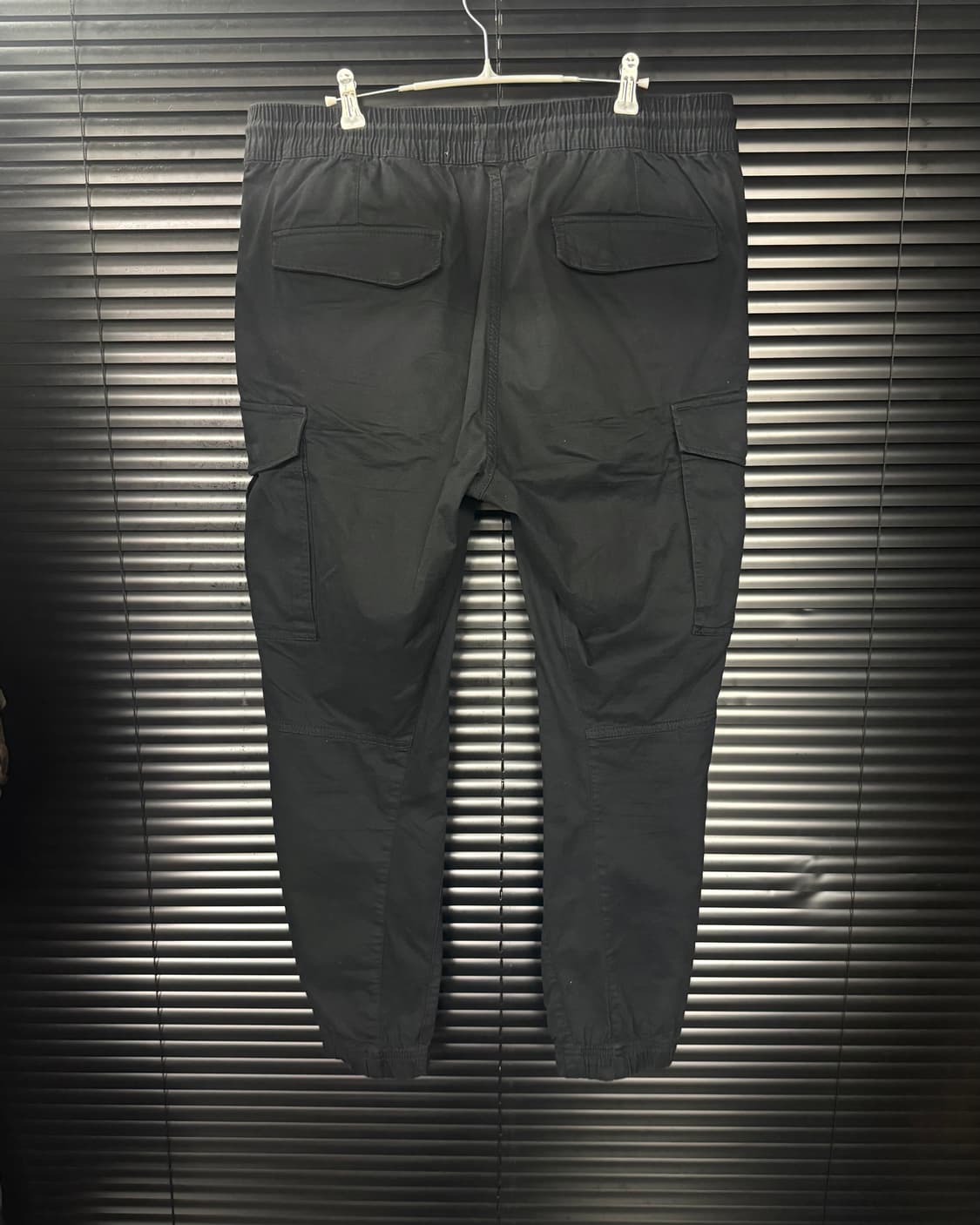 H&M 새깅 조거 밴딩 팬츠 블랙 검정 워시드 L 100 카고 포켓 끈 상품이미지6