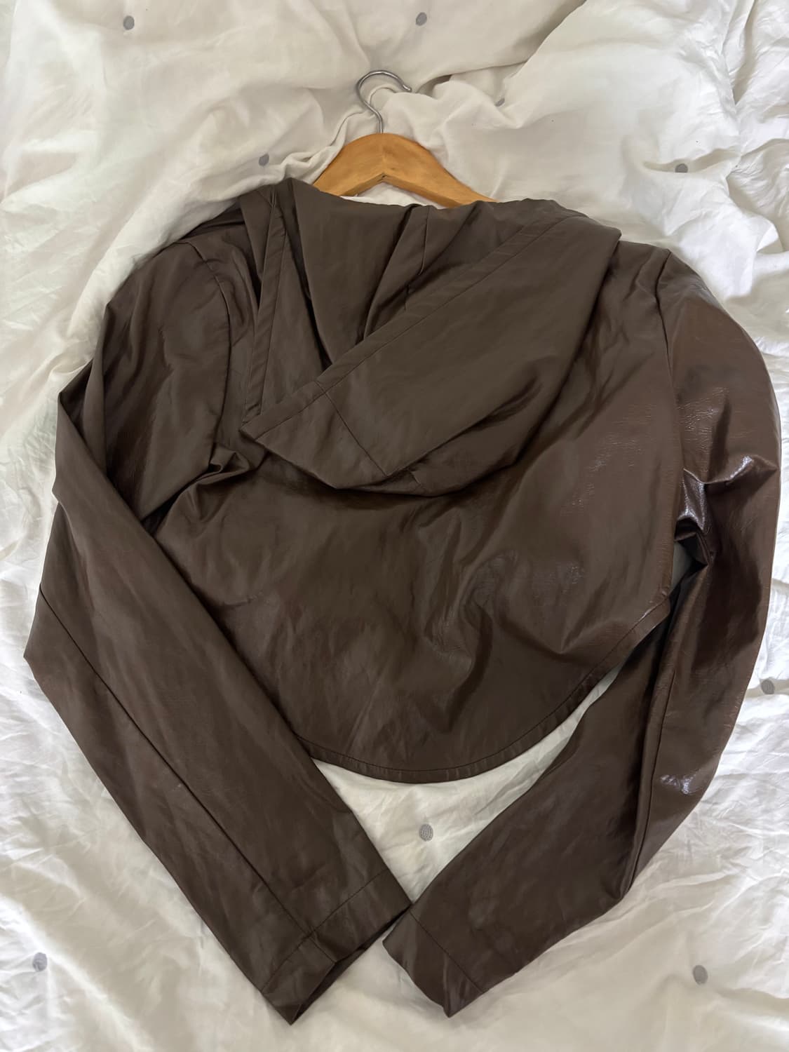 2000아카이브스 크롭 레더 후드 브라운 상품이미지2