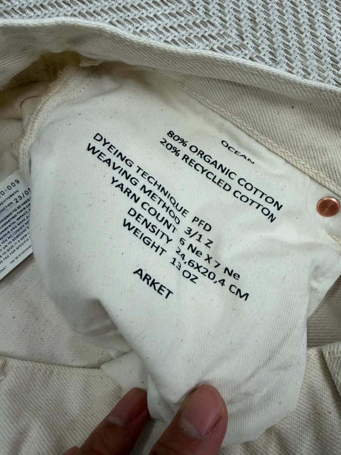 정품) 아르켓 남성 아이보리 데님 팬츠 30-31 상품이미지5