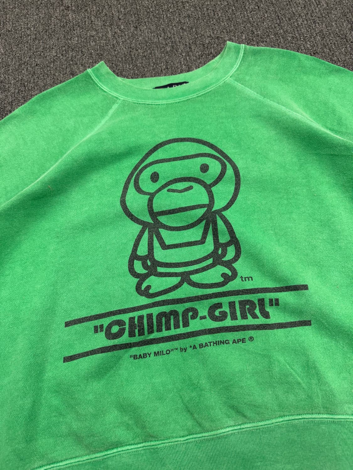 OS)베이프 베이피 빈티지 마일로 프린팅 여성 크롭 반팔 스웻셔츠 상품이미지2