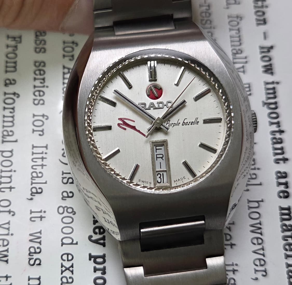 빈티지 라도 퍼플가젤 실버판 데이데이트 오토매틱 남성용 브레이슬릿 ver 상품이미지1