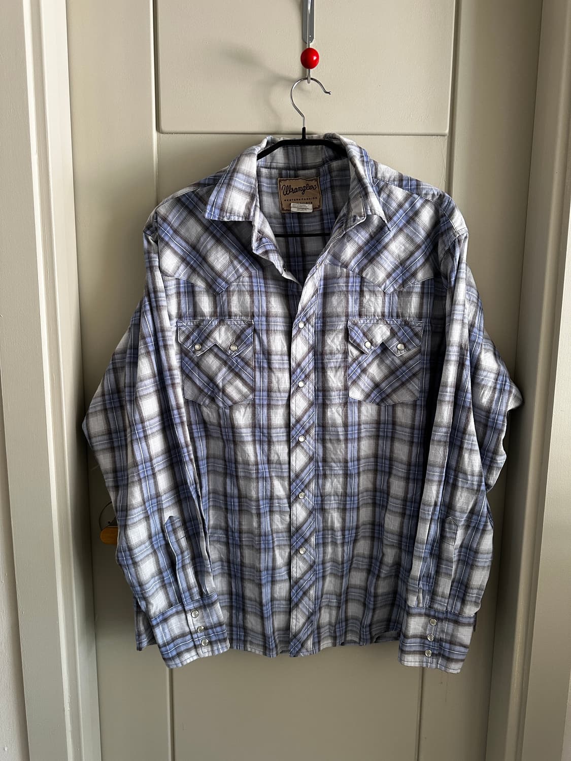 Wrangler 랭글러 웨스턴 체크 셔츠 블루 상품이미지1