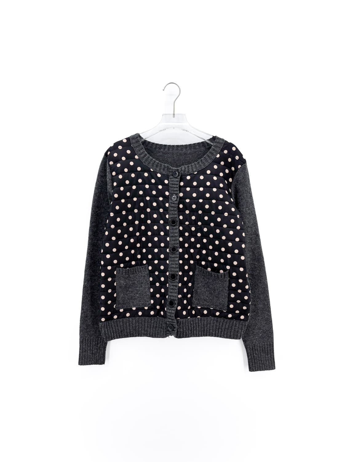 빈티지 패디드 도트 가디건 상품이미지2