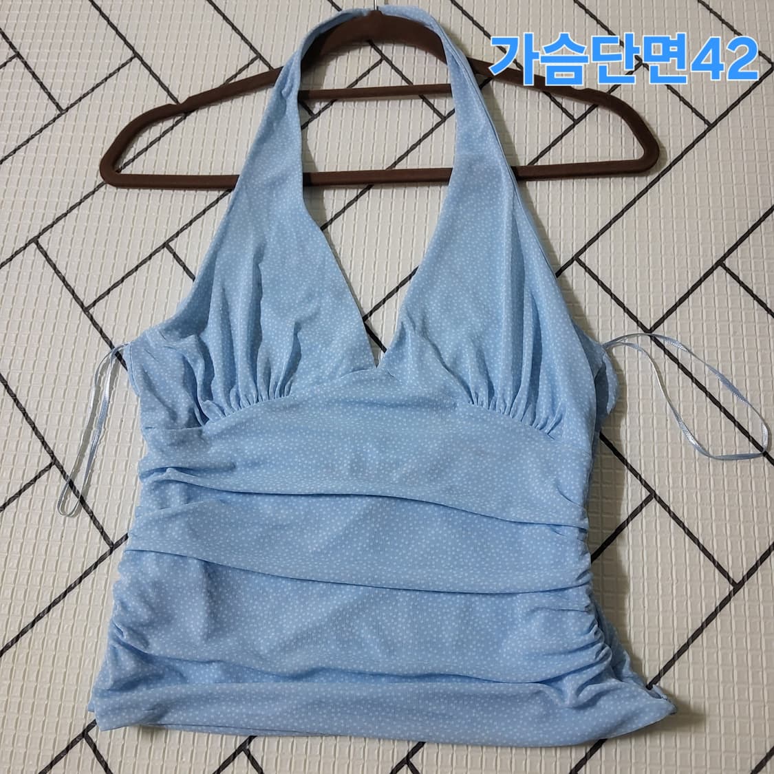 새상품 자라 ZARA 홀터넥 폴카도트 나시 하늘색 M 넘이쁨 상품이미지3